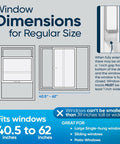 Window dimensions diagram for Adjustable Window Security Bar And Sliding Door Lock For Home And Apartment, fits 40.5 to 62 inches.