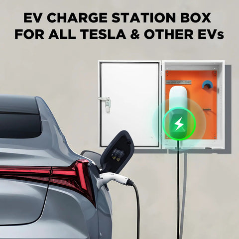 Rock Solid EV Charger Enclosure Box With Combo Lock And Key Access Wall Mount outdoor garage protector for electric vehicle stations.
