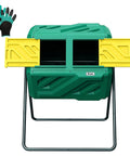 43 Gallon Dual Chamber Compost Tumbler With Gloves, Fast Assembly And Easy Setup For Outdoor Use, Garden Kitchen And Yard Waste Bin Green