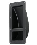 Marshall Style Large Steel Cabinet Handle In Black, 6.31 Inches Wide, 11 Inches High, side view with 10 mounting holes