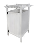 Spacious White Vinyl Outdoor Shower Enclosure With Privacy Door For Pool And Beach No Muss No Fuss Post Mount Rinse Off Station side view