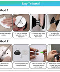 Installation guide for RV Magnetic Door Catch Set 2 Pack showing steps for attaching door holder in campers and travel trailers.