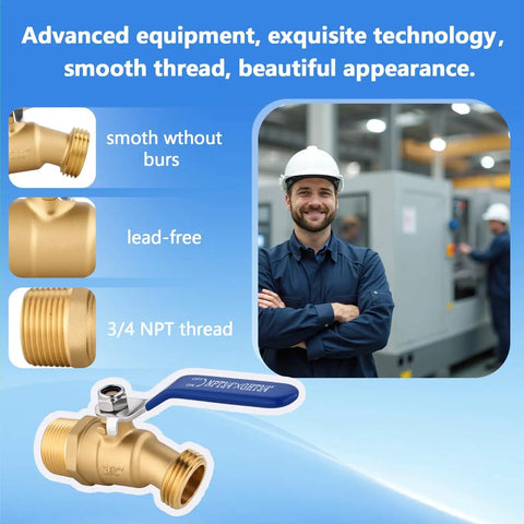 Heavy Duty Outdoor Hose Spigot Brass Lead Free With Three Quarter Inch NPT And Male GHT Threads High Flow Full Bore Valve