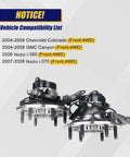 Front Wheel Bearing And Hub Assembly Replacement For Chevy Colorado 2004-2008 4x4 And GMC Canyon 2004-2008 4x4 Isuzu I-350 2006-2008 4x4 And Isuzu I-370 2007-2008 4x4 With ABS 6 Lug shown side by side