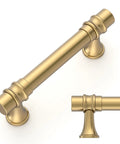 Heavy Duty Zinc Alloy Champagne Gold Cabinet Pulls, 10 Pack, 3 Inch Center Hole 76mm, Brushed Gold Finish, Ideal For Kitchen Cabinets, Bathrooms, And Furniture Drawers, Built Tough And Rust Resistant, close-up view