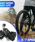 RD-TY200 6 To 7 Speed Rear Derailleur Direct Mount For Mountain Bikes Heavy Duty Steel Construction, rider biking
