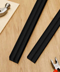 Two Sets Of Four Foot Plastic Sliding Door Track Hardware For One Half Inch Panel Doors Black Includes Upper And Lower Tracks Easy Quick Installation For Cabinet Closet And Glass Sliding Doors shown with tools