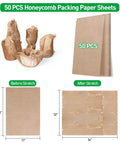 Eco Friendly Honeycomb Packing Paper Cushioning Wrap Sheets Biodegradable Kraft Paper Alternative To Bubble Wrap Expanded Size 12 By 16 Inches Unexpanded 14.5 By 11 Inches Move Day Must Have For Moving Shipping Gifts showing expanded and unexpanded sheets