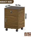 Legit Quality Rolling File Cabinet With Secure Combo Lock For No Sweat Office Organization Sweet Dark Walnut Wood Finish, 15.7x15.7x23.6 inches.