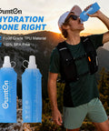 Man drinking from Soft TPU Water Bottle 480ml BPA Free Collapsible Leak Proof Hydration Flask For Running Vests Marathon Hiking And Cycling