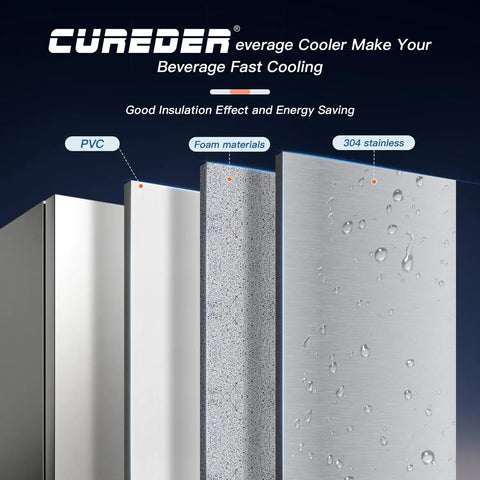 Outdoor Refrigerator Weatherproof Stainless Steel Beer Cooler Under Counter 21 Inch Beverage Fridge Material Layers
