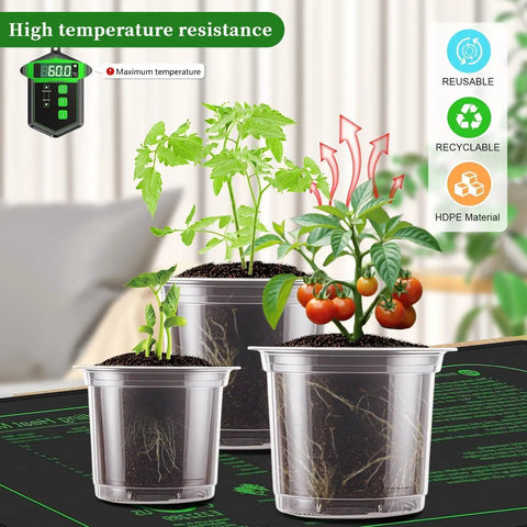 Clear nursery pots set in 5 inch 4 inch and 3.5 inch sizes with drainage holes for easy transplanting seedlings and cuttings