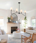 Classic Linear Linen Pendant Light With Off White Fabric Shade 4 Light Sleek Modern Kitchen Island Chandelier in Living Room