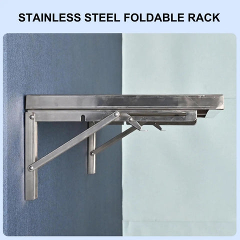 Heavy Duty Folding Wall Shelf With Thick Rust Proof Stainless Steel Hella Sturdy Floating Storage Rack For Garage Kitchen Or Laundry Straight Built Tough To Handle Any Daily Grind Smoothly