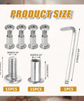 Top Shelf M6x20mm Hex Socket Cap Bolts With Barrel Nuts And Heavy Duty Carbon Steel Fastener Kit Plus M4 Allen Wrench product size chart.