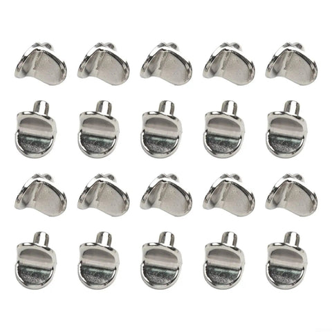 Heavy Duty L Shaped Shelf Support Pegs 20 Pack 5mm Zinc Alloy Cabinet Bracket Pins in Silver displayed in grid