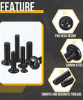 M3 0.5x8 Pan Head Machine Screws Assortment Kit 300 Pieces Carbon Steel Phillips Bolts With Flat And Lock Washers Black Finish
