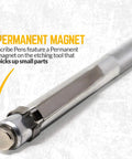 Professional Tungsten Carbide Scriber 2 Pack With Brass Automatic Center Punch showing permanent magnet for small parts.