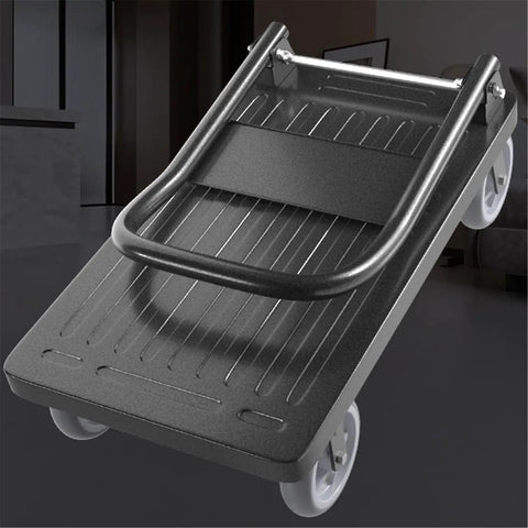 Heavy Duty Foldable Platform Trolley With Smooth As Butter Eight Inch Rubber Wheels And Trustworthy Parking Brake For No Sweat Setup Beast Mode Sack Truck Hauling, close-up of the frame and wheels.