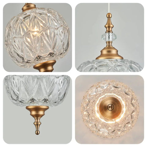 Antique Glass Pendant Light Modern Vintage Style Brass Hardware Hardwired Ceiling Fixture for Kitchen Island Bedroom Dining Room