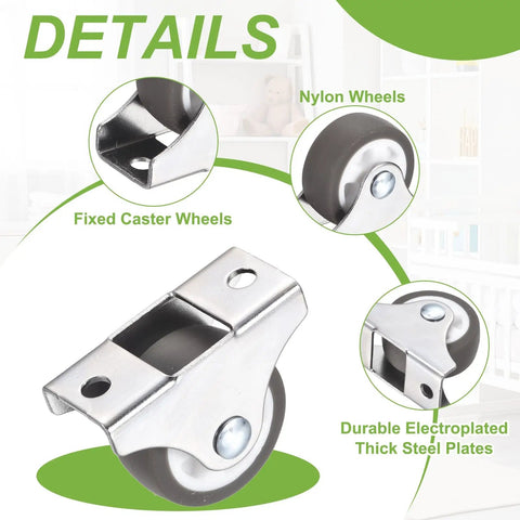 Smooth As Butter Mini Plate Casters 10 Pack Brown Nylon Wheels With Rock Solid Steel Base showcased with nylon wheels and steel plates.