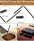 Guitar Truss Rod Wrench Set Of 23 Pieces For Gearheads With 4mm 5mm 1.2mm 1.5mm 2mm 2.5mm 3mm 3.2mm 4mm 4.7mm 5mm And 6.35mm 7mm 8mm Hex Box Wrenches Plus Fretboard Radius Gauge For Precise Neck Adjustments, carbon steel ball-end wrench set