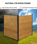 Outdoor Privacy Screen No Dig Wood Garden Fence With Iron Frame, weatherproof in rain and sun, 45 inch high shown in yard.