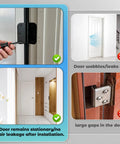 15 Piece Interior Door Hinge Shims Set for DIY Realignment, 3.5 Inch Hinge Spacers to Quickly Fix Air Leaks, Sticking, and Misaligned Doors, Trimable 0.06in PVC Spacers, Easy Install Home Repair Kit showing installation and effect on door alignment