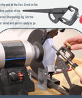 Attachment For Woodturning Tools That Fits Wolverine Grinding Jig, Vari-Grind Style Precision Clamp with tool being sharpened
