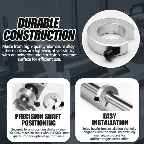 4 Piece Shaft Collars For SBR20 20mm Bore 40mm OD 12mm Thick Aluminum Locking Collars Clamp On With M5 Set Screws Anodized