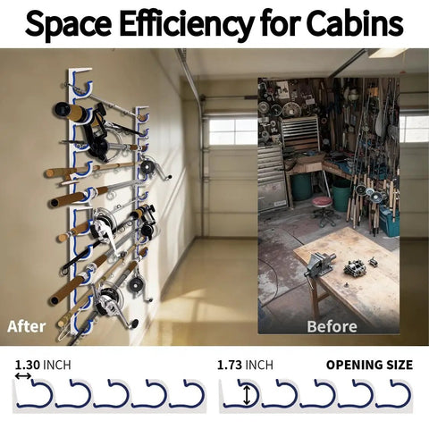 2 Pack 5 Slot Fishing Rod Holder Rack Wall Or Ceiling Mount Heavy Duty Organizer for Garage Tackle Room and Boat Storage