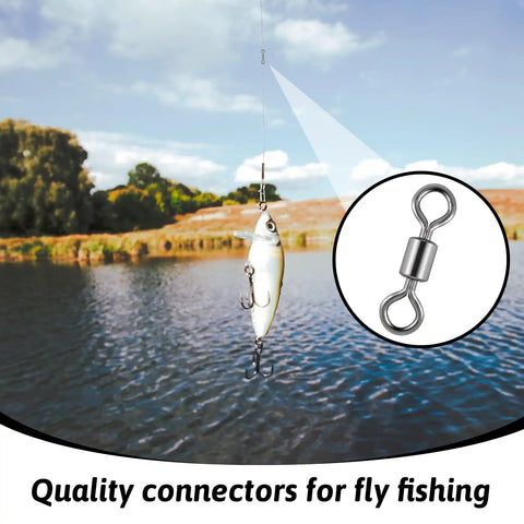 100 Pcs Micro Swivels for Fly Fishing Stainless Steel Small Rolling Barrel Swivels High Strength Hook Line Connector Tackle Gear with Black Coating Pro Grade Fishing Accessories, fishing lure on water
