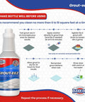 Grout And Tile Cleaner With Handheld Brush, 32 Oz Heavy Duty Stain Remover instructions and safety tips displayed on packaging.