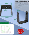 DaFuRui 5-piece U-shaped servo mount brackets, black aluminum for MG995/MG996R/S3003 with 8mm and 3mm holes