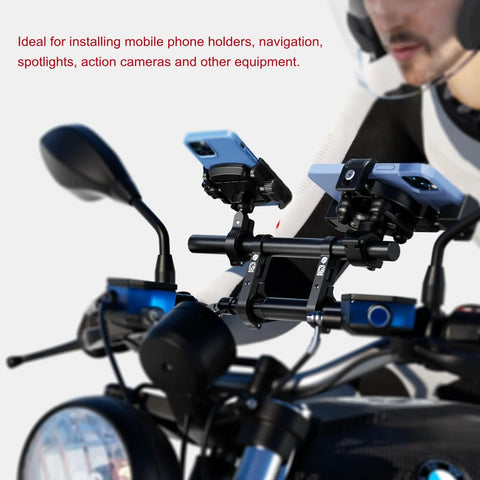 Handlebar Extender Cross Bar 11.81 inches long aluminum alloy mount bar on motorcycle with 22mm diameter for phone holders.