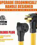 Heavy Duty Nema 14 50P To 6 50R Adapter Cord 50 Amp 4 Prong To 3 Prong Welder Generator Power Cable 6 Awg Genuine Copper Wire One Foot ETL Listed ergonomic handle design