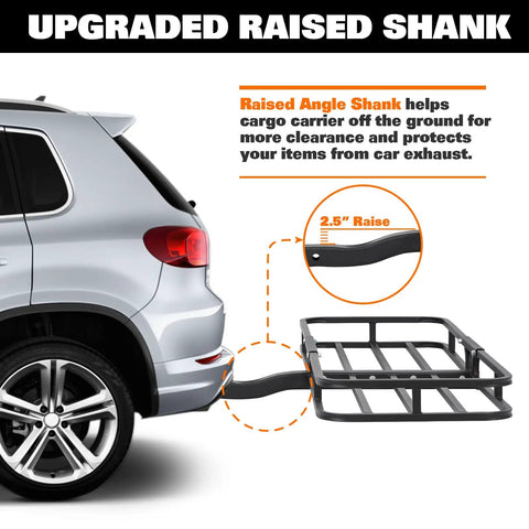 53 Inches by 19 Inches Hitch Cargo Carrier Basket With 500 Lb Capacity attached to SUV with 2.5-inch raised shank
