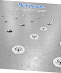 Close-up of 12 Pack Metal Ball Bearing Casters With Protective Covers For Furniture And Equipment, slick silver wheels on surface.