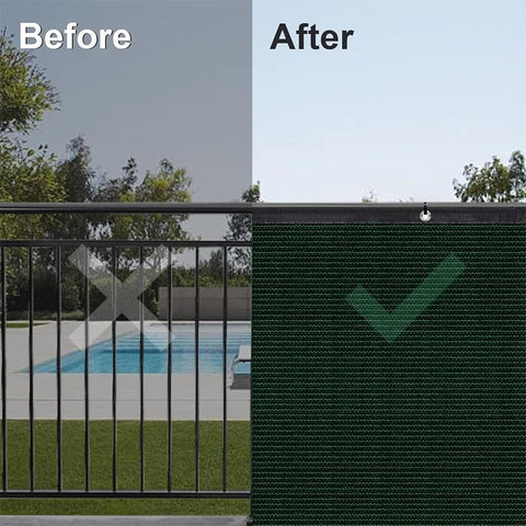 Before and after comparison using Privacy Fence Screen Cover 3 Ft By 40 Ft Heavy Duty HDPE Shade Net With UV Protection, Weather Resistant