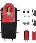 Full Body Red Light Therapy Mat With 2704 LEDs Dual Wavelength 660nm And 850nm, showing mat, controllers, and goggles