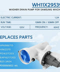 Upgraded Heavy Duty Washer Drain Pump Filter Assembly Direct Oem Swap For Ge Washing Machines, 120V plastic pump for Samsung.