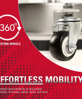 Close-up of 360-degree rotating wheel on Universal 16.5 Inch Pressure Washer Surface Cleaner Stainless Steel For Gas And Electric Cold Water One Quarter Inch Quick Connect Max 4000 PSI Perfect For Driveways Patios And Sidewalks