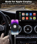 CarPlay USB A To Lightning Charging Cable For iPhone And iPad 3 Foot Car Charger Cord in use, connected to iPhone with CarPlay display