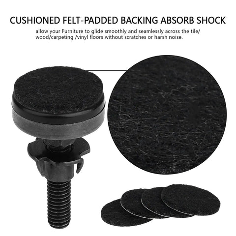Heavy Duty Rock Solid Furniture Leveling Feet Set Adjustable Legs with cushioned felt pad and metal screw for tables and sofas.