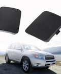 Two Piece Set Front Left And Right Bumper Tow Hook Eye Cover Caps Black Replacement For 2006 2007 RAV4 Direct Fit ABS Plastic