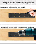 Installation process for Heavy Duty Steel I Shape Mending Plates For Wood DIY Reinforcement with marked holes.
