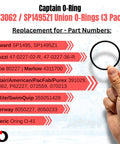 Replacement SP1495Z1 Union O Ring 273062 Three Pack For Pool And Spa Filter Fittings Compatible With Hayward Jacuzzi Waterway Pentair And More Ideal For Leaky Seals And Quick DIY Pool Maintenance. Black rubber O-ring held by hand