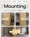 Six Pack Gold Interior Door Levers Non Locking Passage Handles for Hallway and Closet Doors Zinc Alloy with Rust Proof Finish Easy Install Durable Premium Quality for High Traffic Rooms shown in installation views.