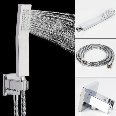 Ceiling Mount Shower System With Luxury Rain Shower Head And Handheld Combo High Pressure Valve Rough In Trim Kit 12 Inch Chrome Finish