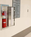 10 Pound ABC Dry Chemical Fire Extinguisher With Wall Bracket For Home And Office, 4A80BC Rating, installed in a wall cabinet